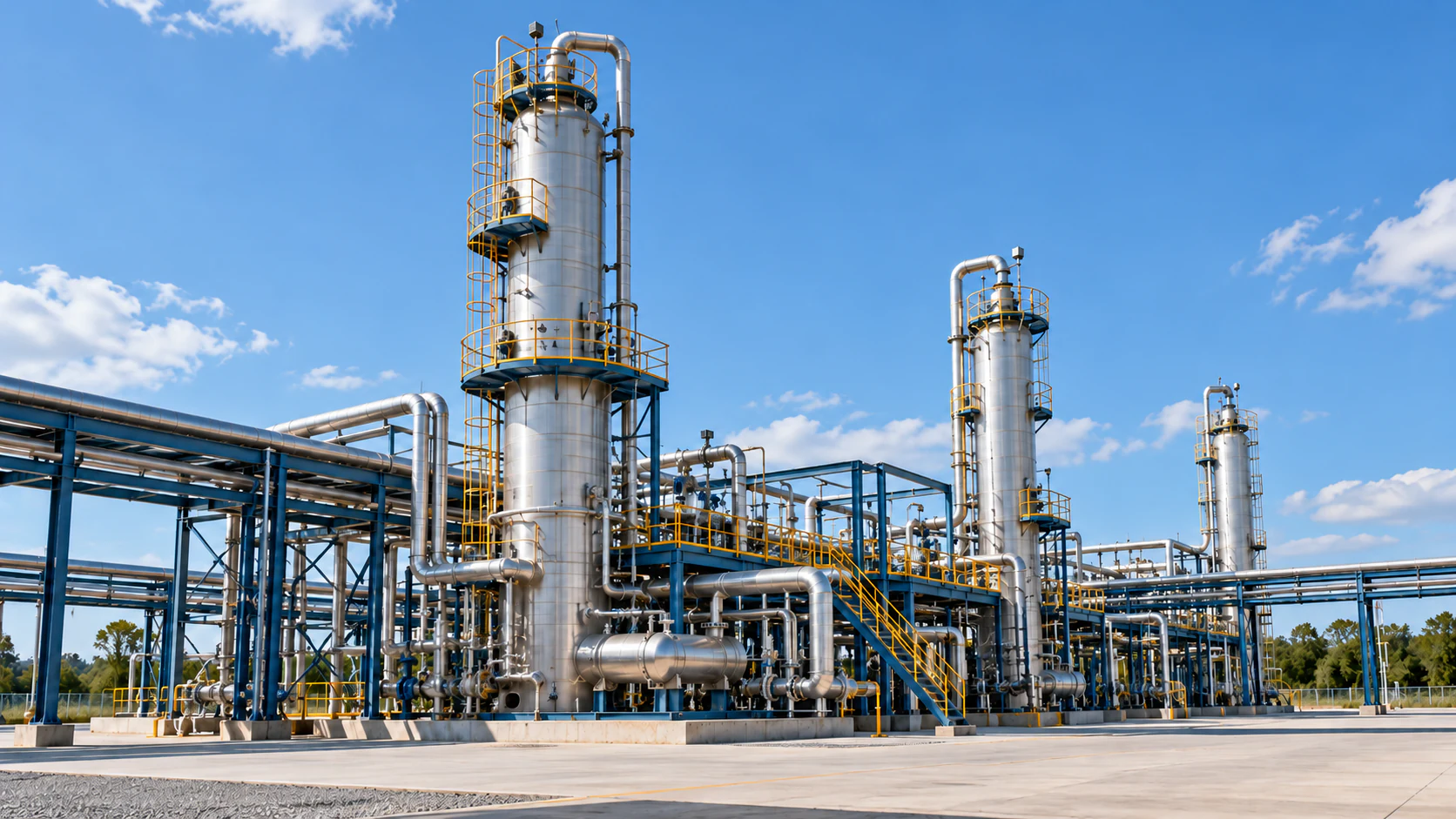 Modern oil and gas process plant in clear daylight